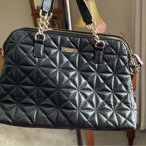 Kate Spade Black Quilted Satchel with Gold Chain Handles